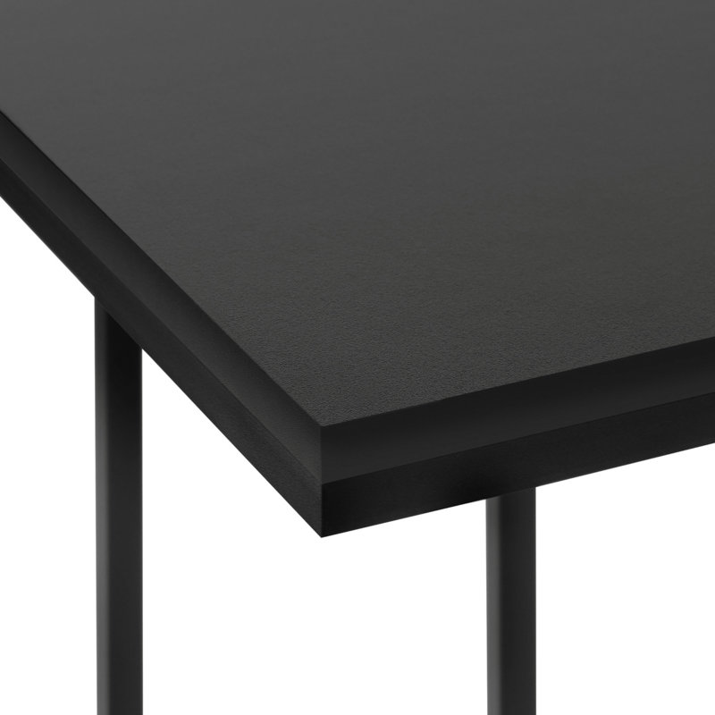 Table d'appoint, en forme de C, bout, côté, collation, salon, chambre à coucher, stratifié noir, métal noir, contemporain, moderne
