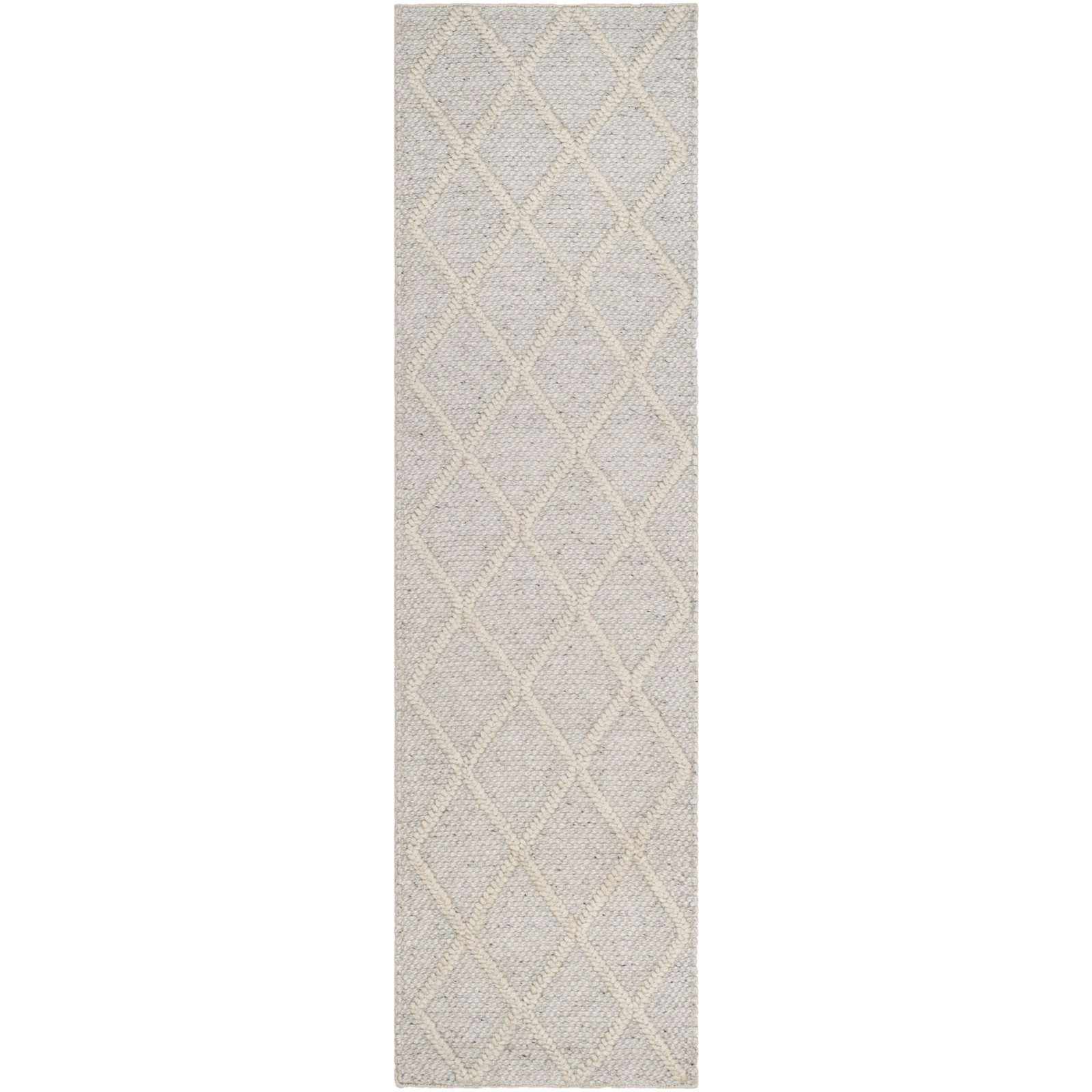 Russo Silver Ivory Flatweave Geometric Rug, Runner 2'3" x 14'