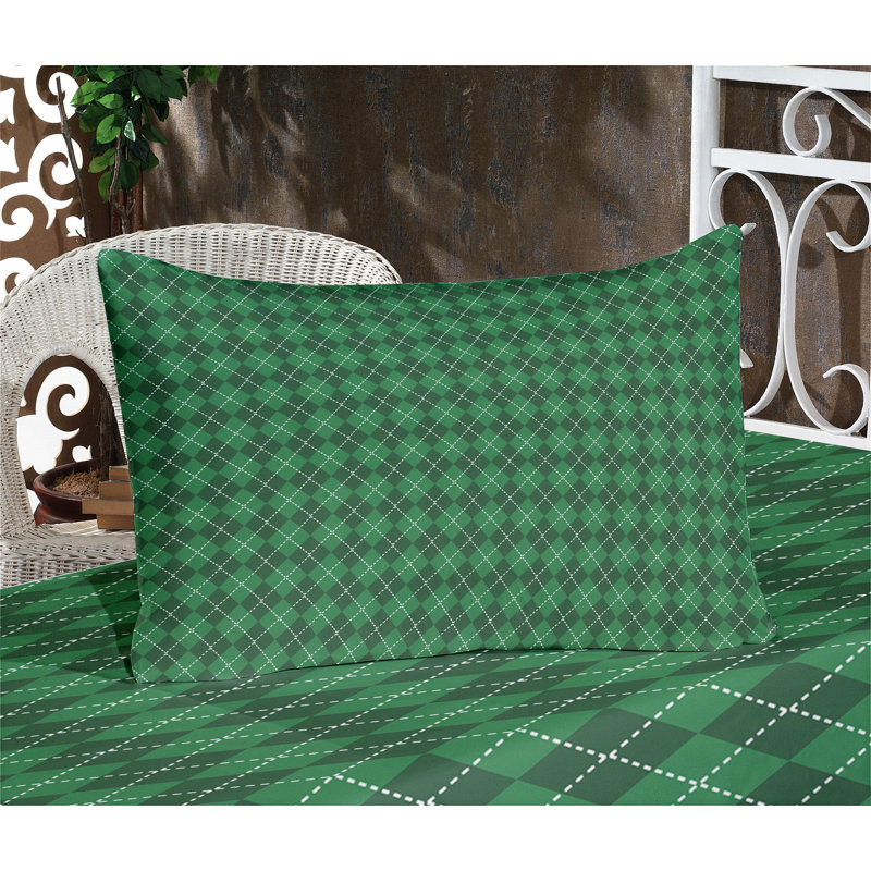 Ensemble de draps et taies décoratives Ambesonne, vert, vert foncé, blanc, Ensemble de draps pour grand lit + 1 drap-housse +