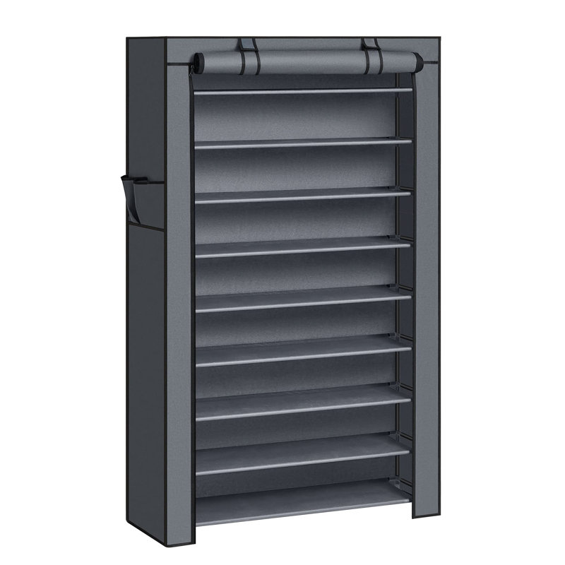 50 Pair Shoe Rack, Grey/Brown/Blue