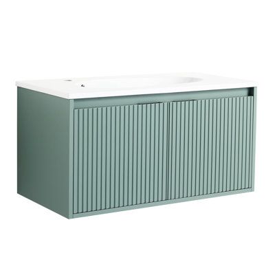 Meuble-lavabo flottant 36 po avec lavabo en résine Rakye