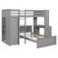 Ensemble de lit mezzanine simple en bois 2 pièces gris avec bureau, avec rangement et garde-robe-1278534214