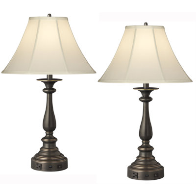 29" Madison Bronze Single Nightstand Lamp with USB Port
