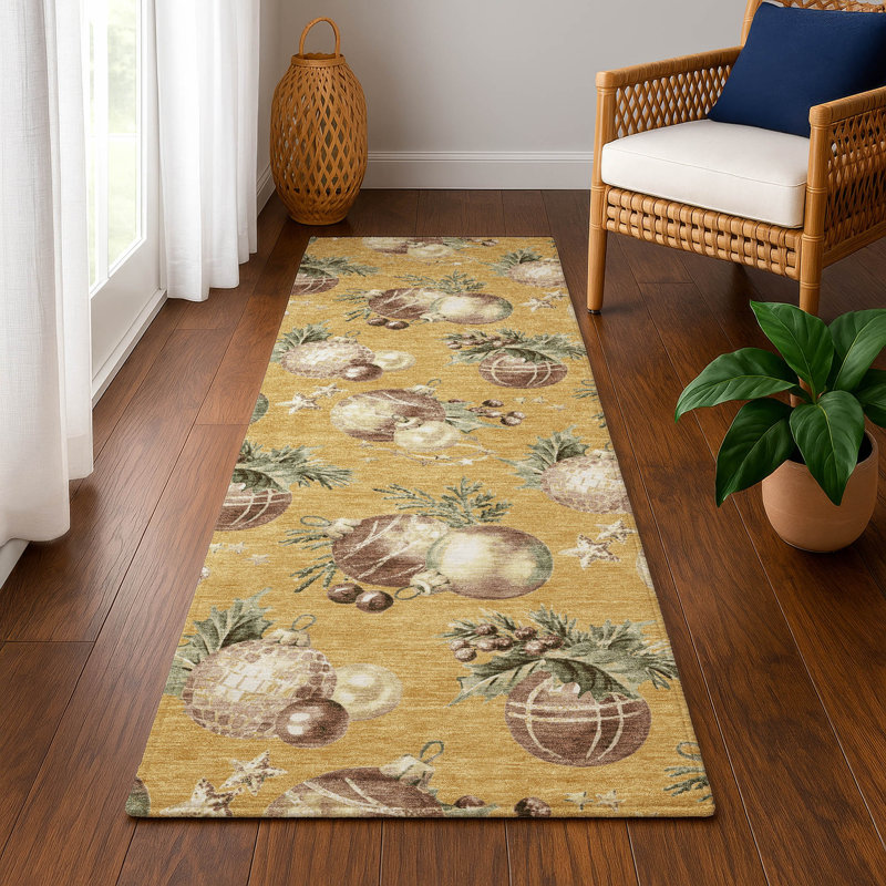 Tapis boules de Noël lavable à la machine de qualité supérieure AMF1828, Tapis de couloir 2 pi 3 po x 7 pi 6 po