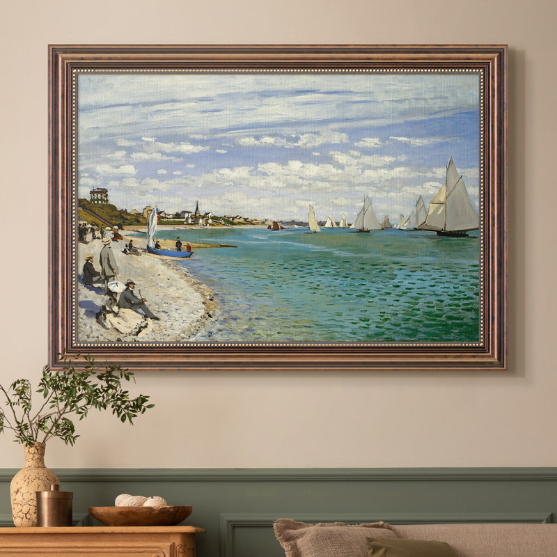 Regatta at Sainte-Adresse, 1867 - Claude Monet - Toile encadrée sur mesure, 20x28 INNER SIZE, Framed Canvas, Classic Mahogany