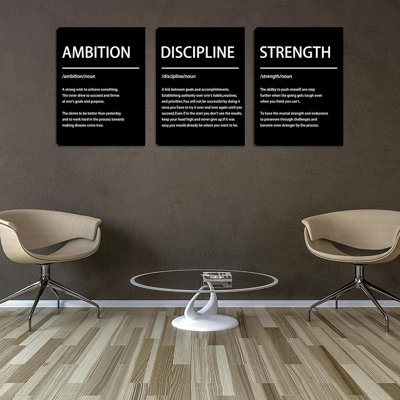 Motivational Wall Art - 3 Pieces Inspirational Quotes Wall Decor For Office, Positive Affirmation Canvas Prints Posters For Bedroom Living Room Classroom Workspace, Ready To Hang (12X16 Inch)