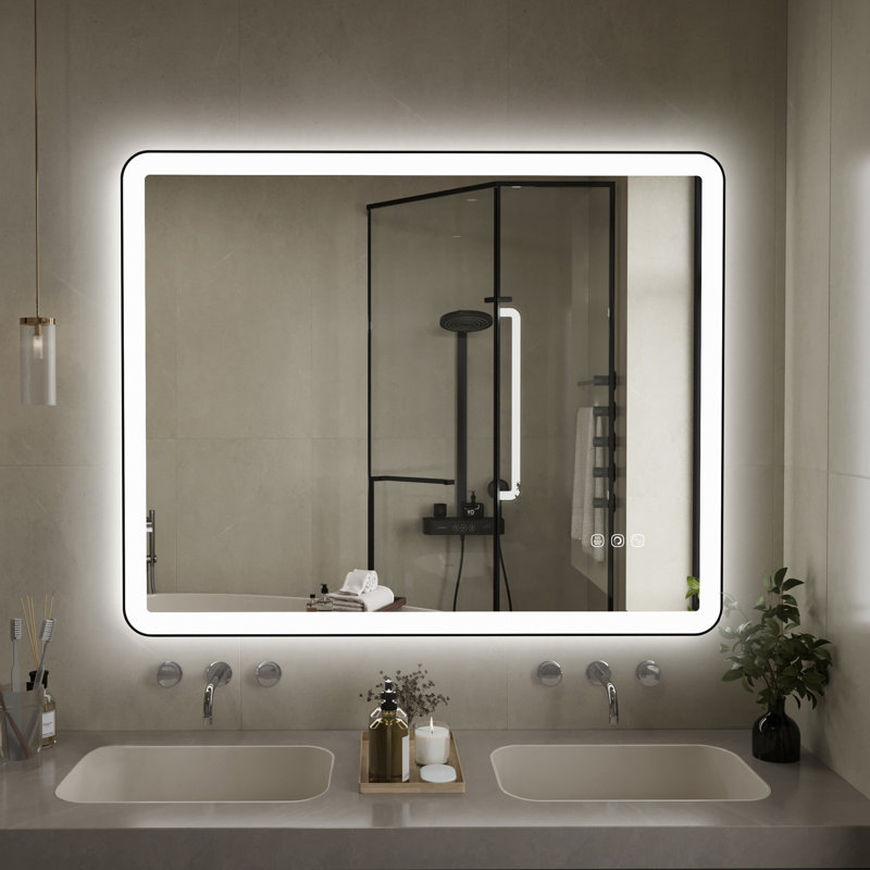 Miroir mural Natalin, Noir mat, Rectangulaire, 55 po x 30 po
