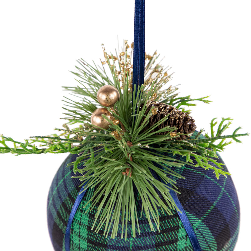Ornement boule de Noël suspendue 4 po vert et bleu