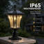 Lampadaire solaire d'extérieur avec base à fixation sur pilier, imperméable avec verre à motif Dusk to Dawn