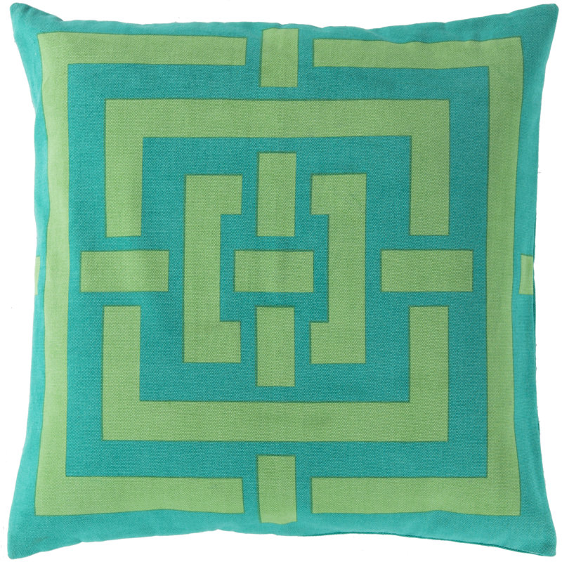 Charming Geometric Cotton Throw Pillow, Blue, Polyester