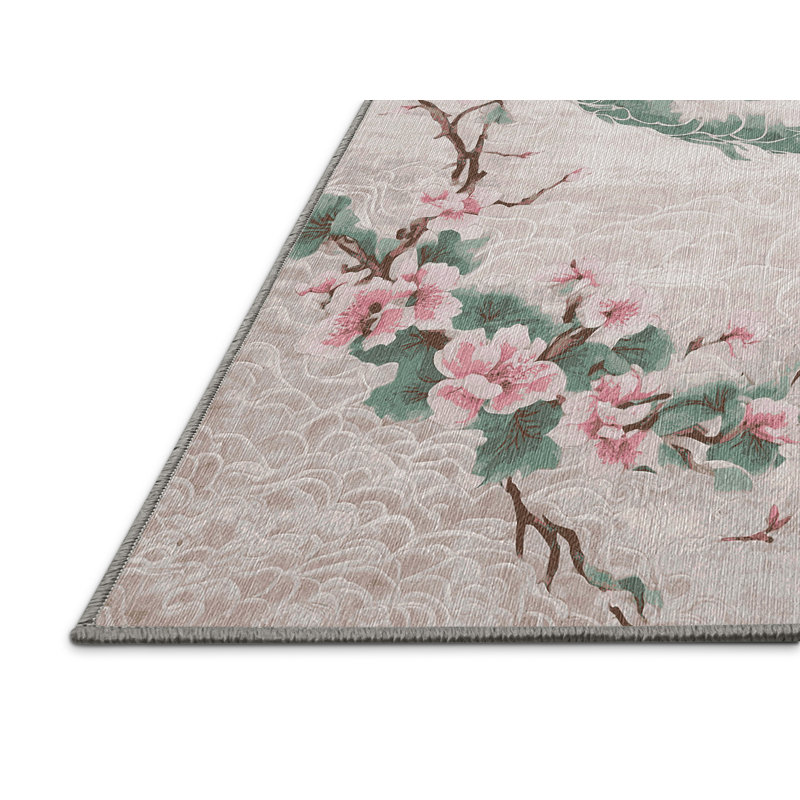 Machine Washable Gray Area Rug, Square 7'