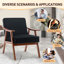 Chaise de style Mid-Century moderne, chaise de salon avec structure en bois massif, chaise d'appoint à dossier très épais, fauteuil à oreilles-765784504