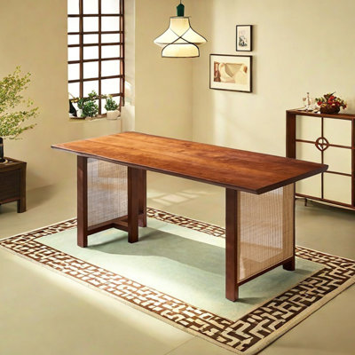 Rattan solid wood dining table