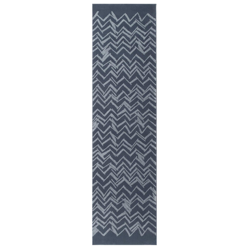 Zig Washable Rug, Blue, 2'7" x 9'2"