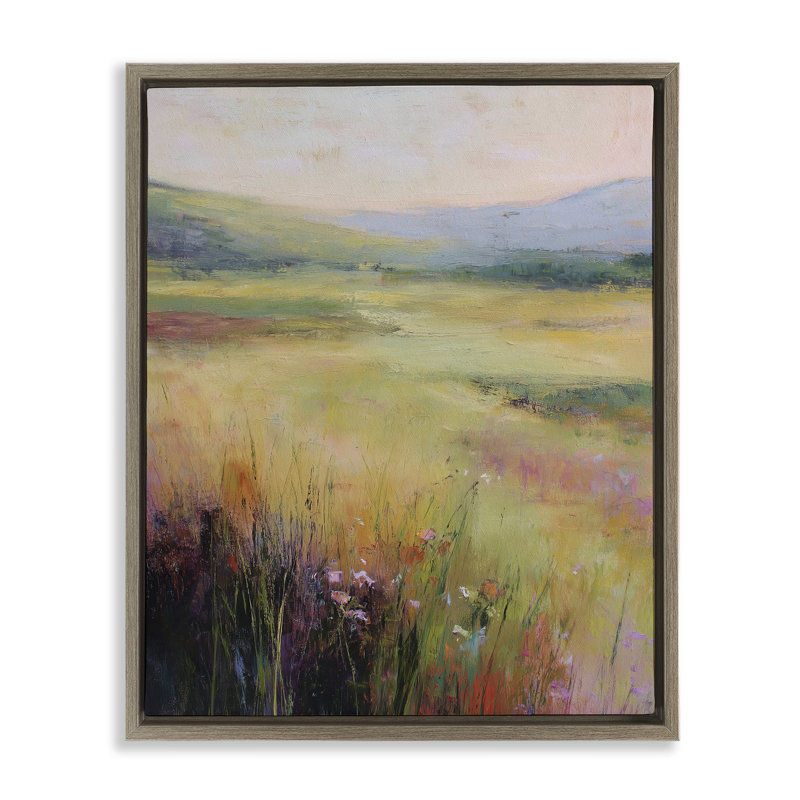 Cadre flottant Green Valley View, design par Svetlana Aleynikova, H 31 po x l 25 po, Cadre flottant orme Montalcino