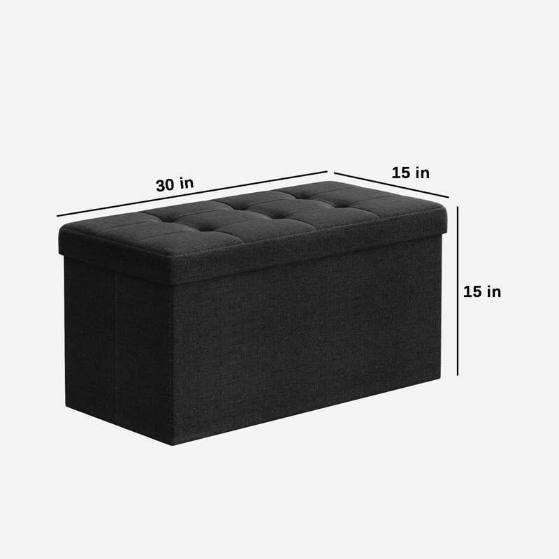 Banc de rangement avec repose-pieds pliant, Noir, Tissu Oxford