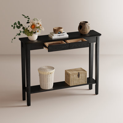 Console en bois massif avec tiroirs, table d'entrée de style Mid-Century moderne pour le salon et le couloir