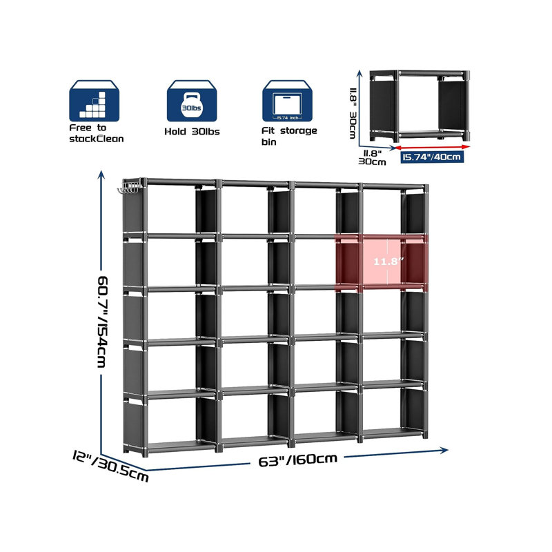 20 Grid Bookcase, Modern Bookshelf