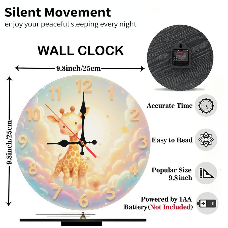 Jolis nuages de l'horloge girafe 