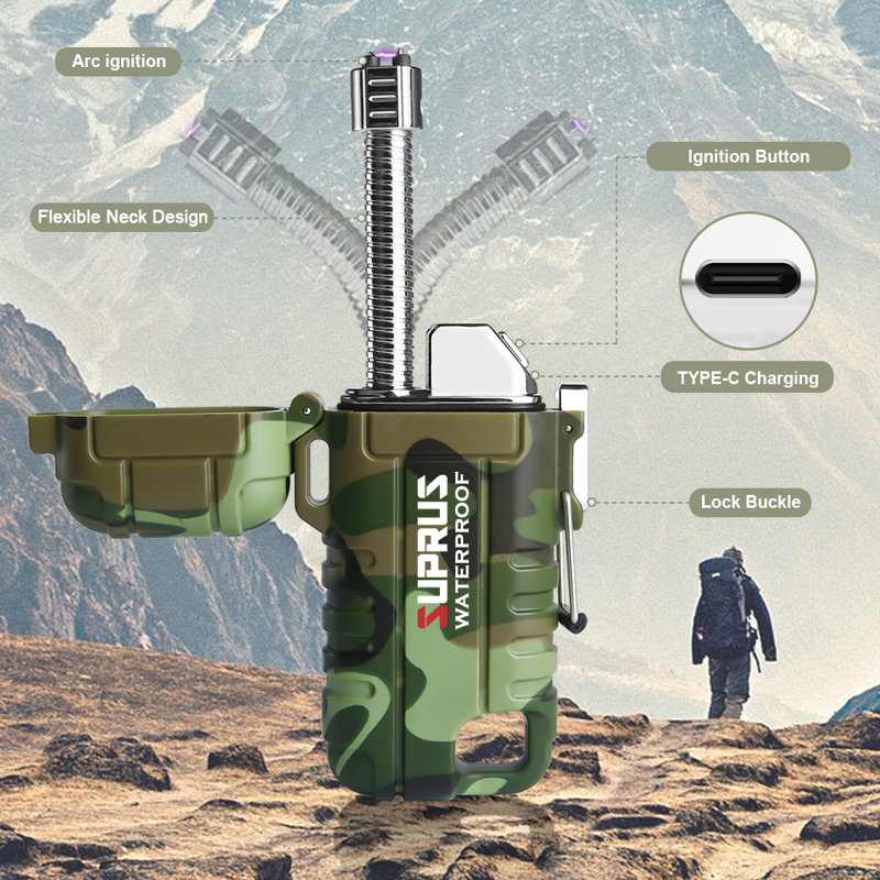 Briquet de survie imperméable, Vert