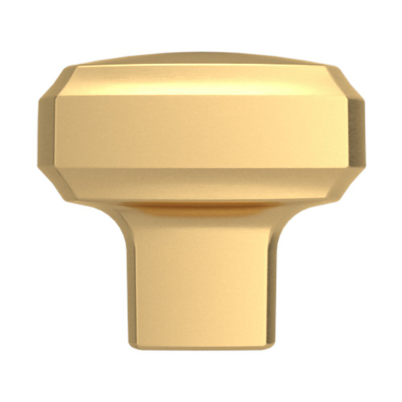1.25" Square Satin Brass Cabinet Knob with Mounting Hardware