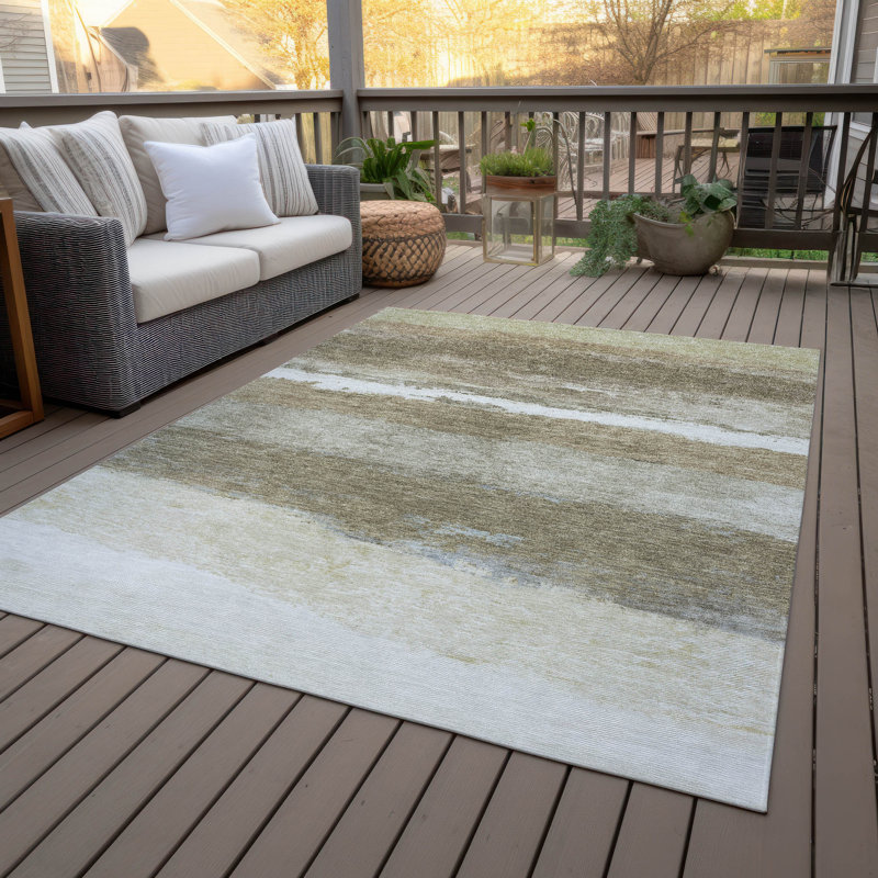 Tapis rayé intérieur / extérieur lavable à la machine ACN2169, Rectangle 10 pi x 14 pi