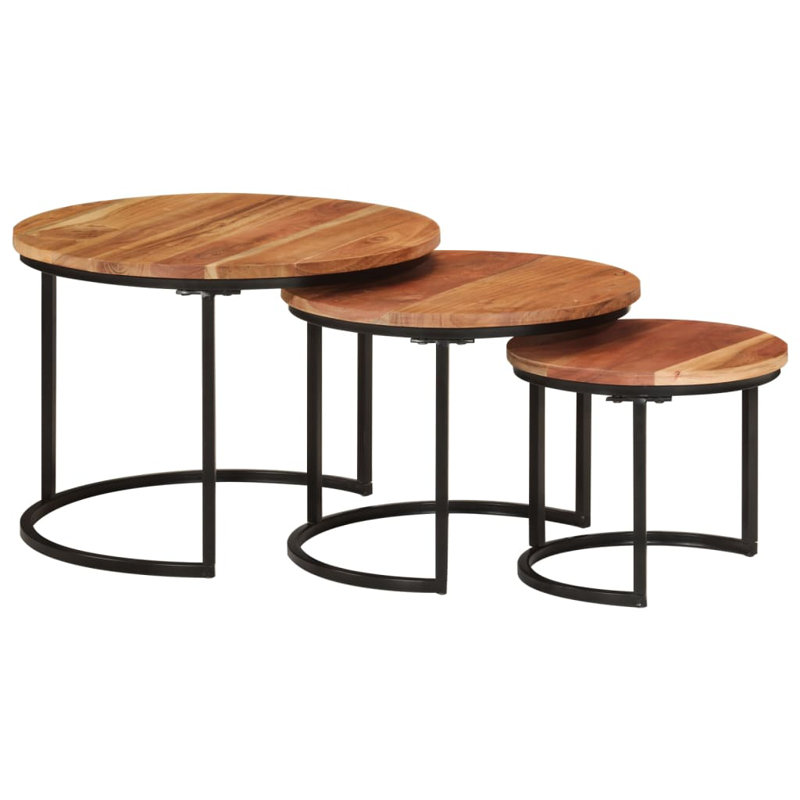 Tables gigognes en bois massif, Brun