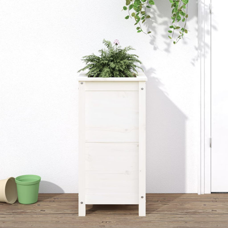 Bojana Wood Pot Planter, 78cm H x 40cm W x 40cm D, White, Pine