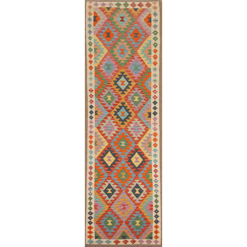 Reversible Wool Kilim Runner Rug 3x10