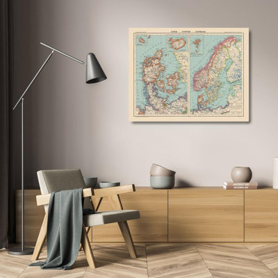 Lark Manor™ Schrader Gallery Wrapped Canvas Art Titled: Europe Sweden Norway Denmark - Schrader 1908 ITSC0038