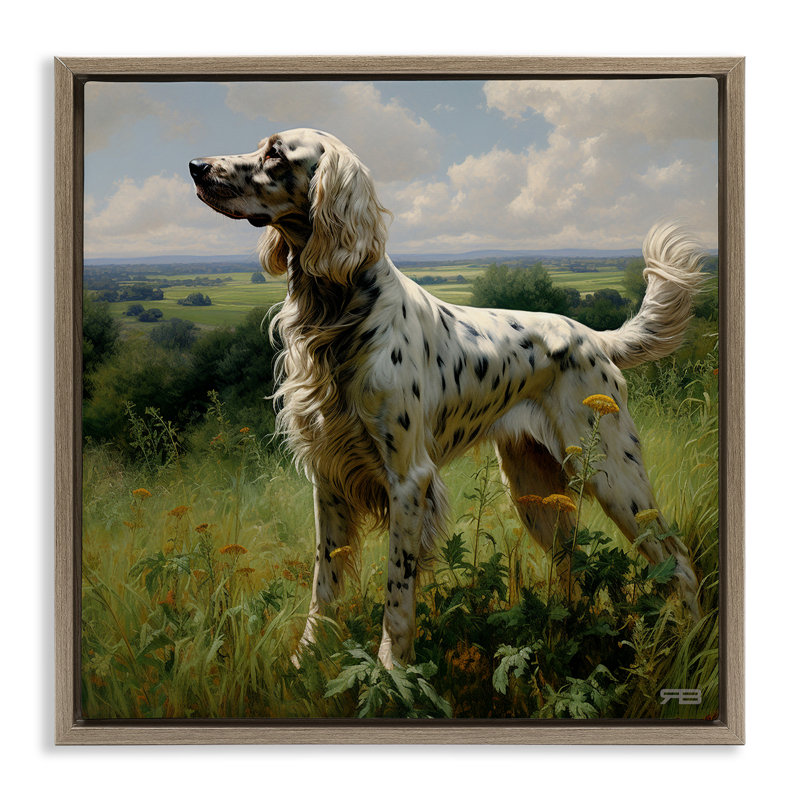"Dalmatian Dog in Countryside Gray", encadrée par Roozbeh Bahramali, Cadre flottant orme Montalcino, H 18 po x l 18 po
