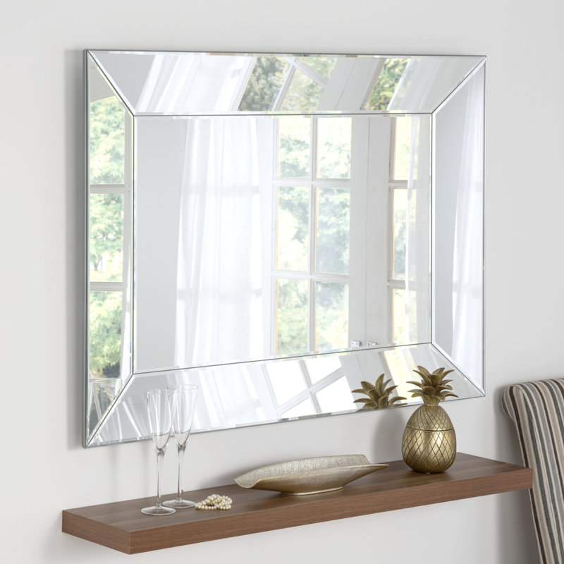 Angled Tray Joice Rectangular Bevelled Mirror, 122cm H x 91cm W, Silver