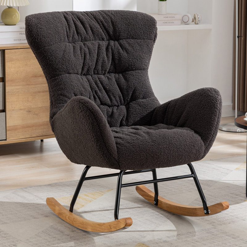 Chaise berçante rembourrée Lamond, Gris foncé