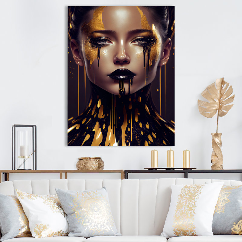 Décoration murale Havik Sensual liquid Gold VI - Contemporary Glam, H 32 po x l 24 po x P 1 po