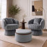 Ensemble de 3 fauteuils pivotants à 360° avec pouf de rangement convertible et table basse