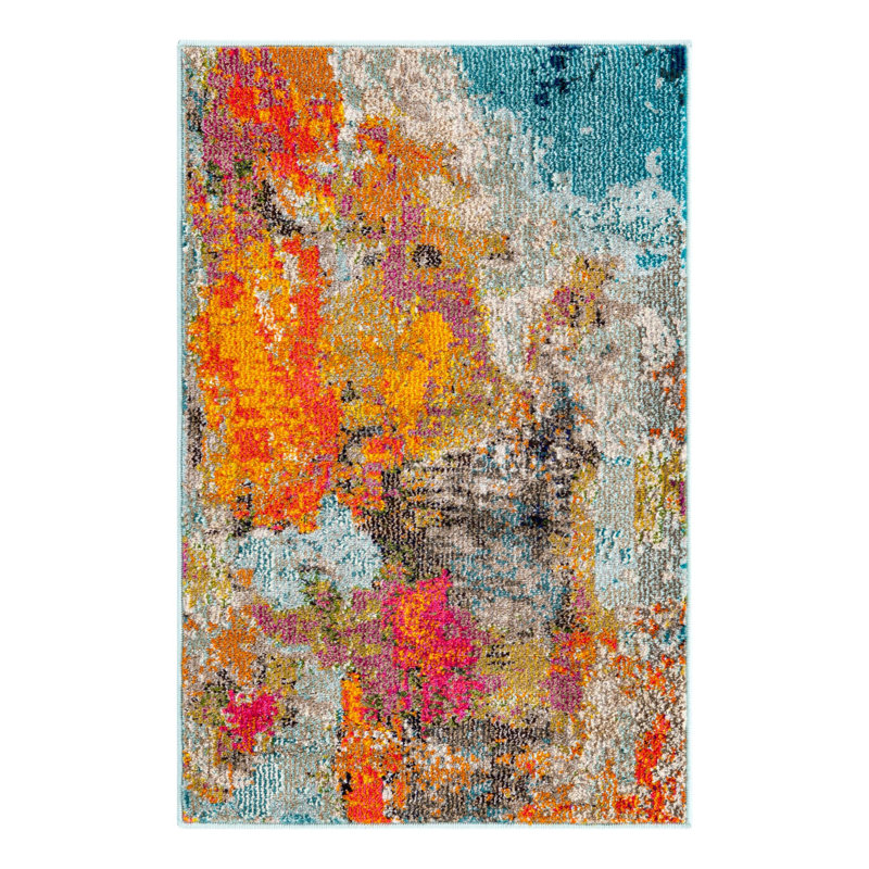 Washable Abstract Indoor Rug, Rectangle 2'2" x 3'