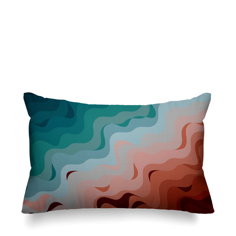 Brigitta Outdoor Reversible Throw Pillow, Emerald Rust, 14" x 20", Rectangle
