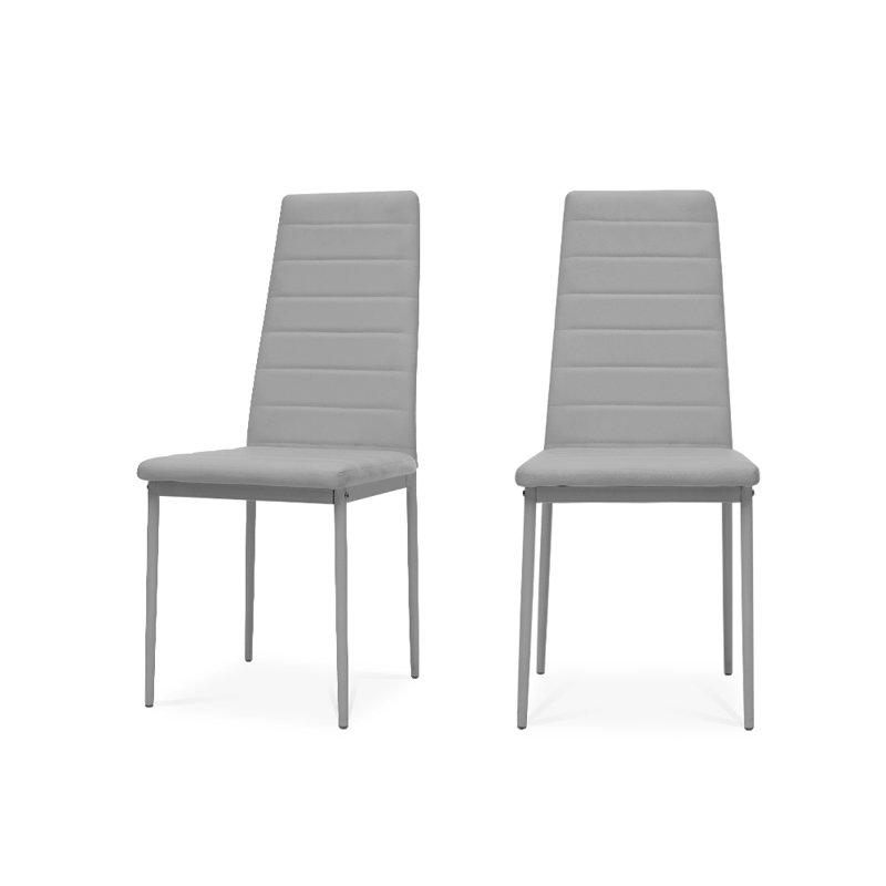 Adonia Upholstered Faux Leather High Back Dining Chairs, Grey, 2