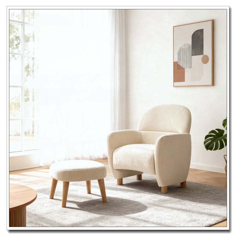 Chaise de loisir rembourrée avec repose-pieds, Blanc