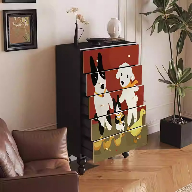 Armoire de rangement en bois de noyer avec tiroirs