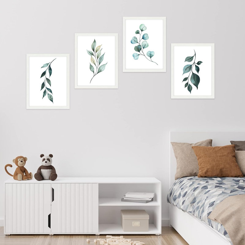 "Forest Plant", ensemble de 4 impressions murales encadrées "Forest Plant", H 14 po x l 11 po x P 1 po, Blanc