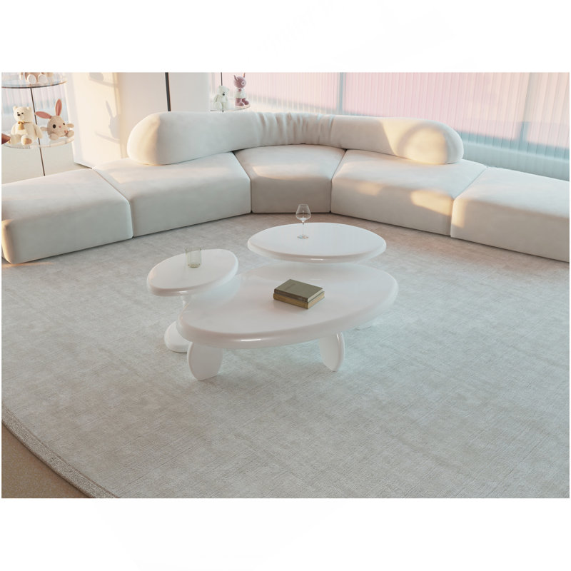 Table basse moderne 46 po x 29 po x 12 po - blanc ultrabrillant, Blanc