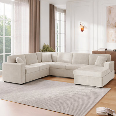Canapé modulaire en forme de U de 115,3 po avec méridienne et trois coussins moelleux