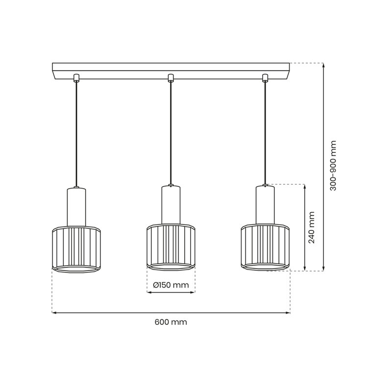 Cristal 3 - Light Matte Black Kitchen Island Pendant