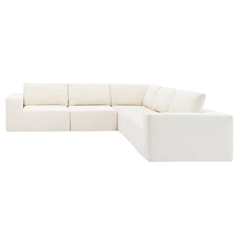 Canapé modulaire de 147 po avec siège large, sans assemblage requis, ensemble de canapé en L, meubles rembourrés en nuage, canapé minimaliste désossé pour le salon, la chambre à coucher