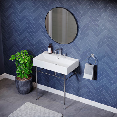 Claire 30" console sink with chrome legs and 8" spaced holes
