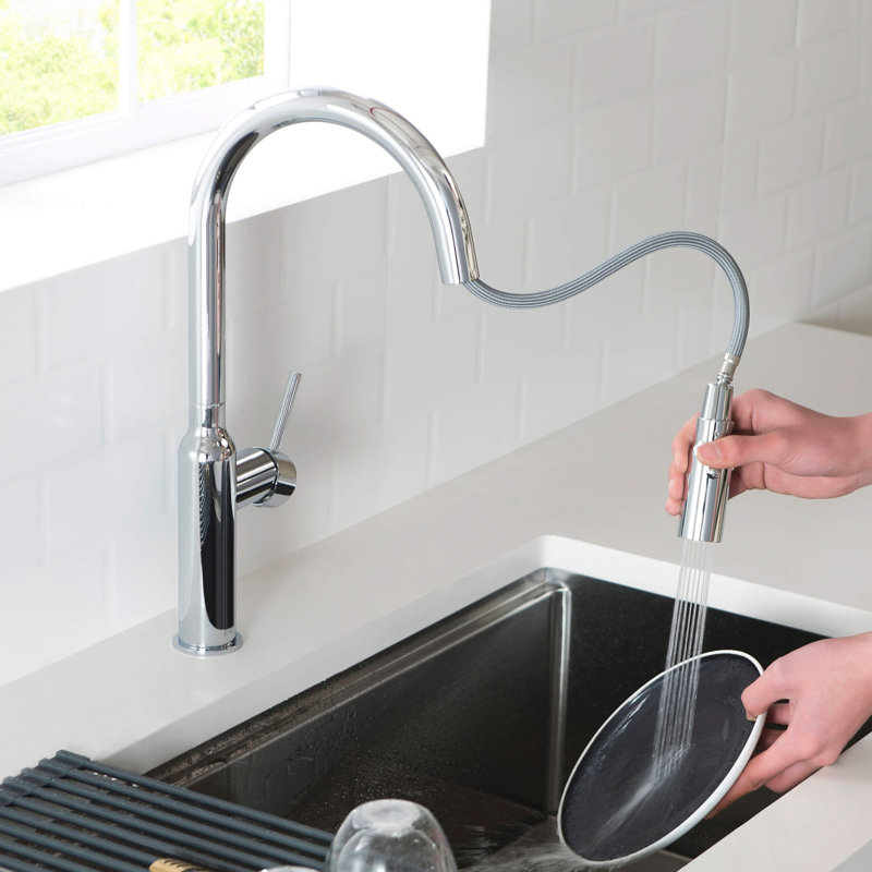 KIBI Hilo Pull Down Kitchen Faucet, Chrome, Without Soap Dispenser