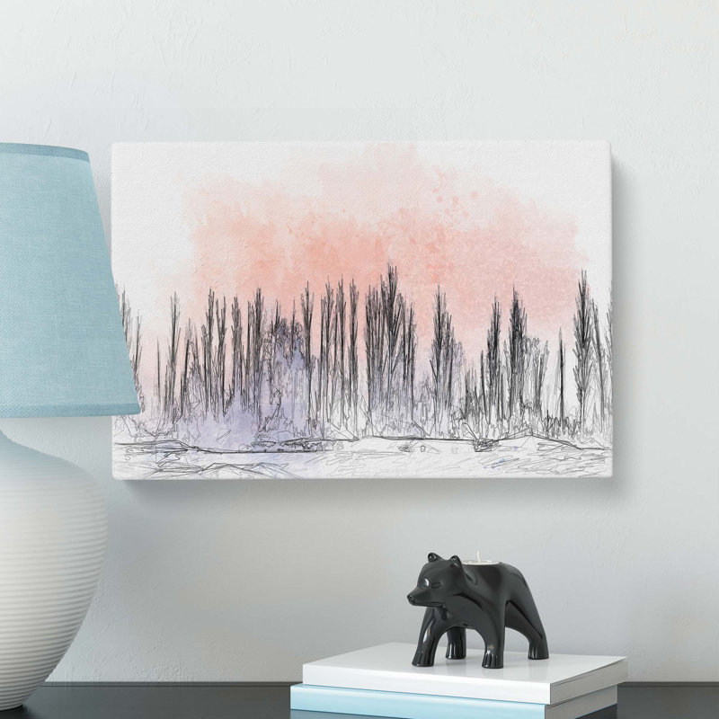 A Winter Forest In Abstract - Wrapped Canvas Print, 60cm H x 91cm W x 3cm D