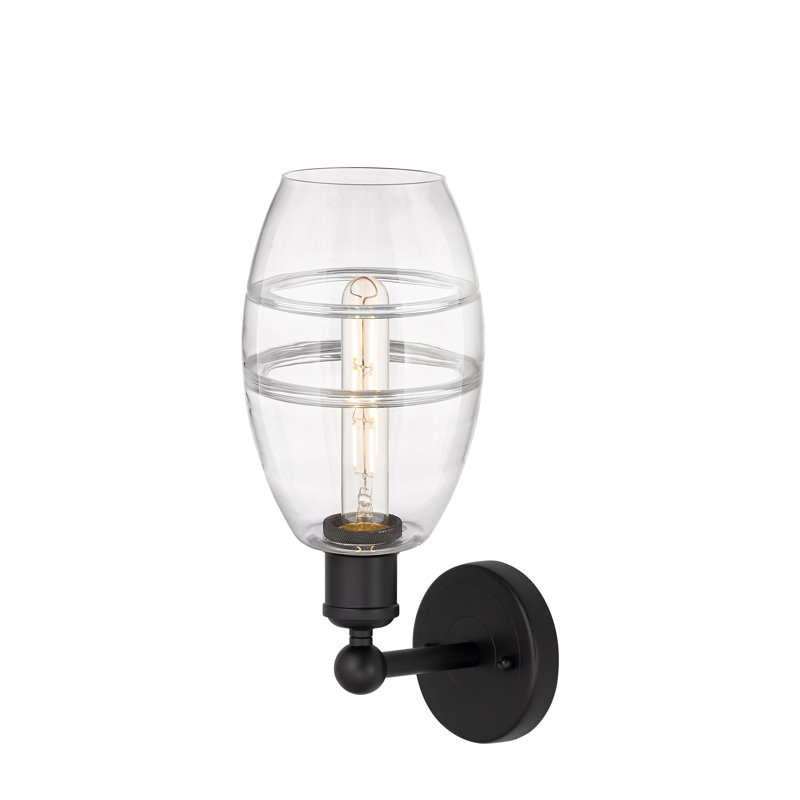 Applique murale en acier Bettylou, H 10,38 po x l 5,88 po x P 7,44 po, Transparent, Noir mat