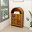 Armoire arquée sculptée à la main, rangement en bois massif avec tablette ouverte et 2 portes, parfaite pour le salon, la chambre à coucher et le vestibule